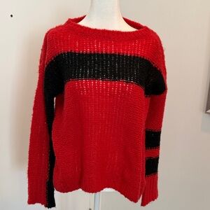 Pam & Gela Red and Black Crew Neck Sweater